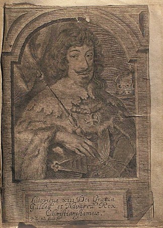 antique print (prent). - Ludovicus XIII Dei Gratia Gallia et Navarra (..). Verso: Louise Francoise de la Baume le Blanc Duchesse de Valliere.