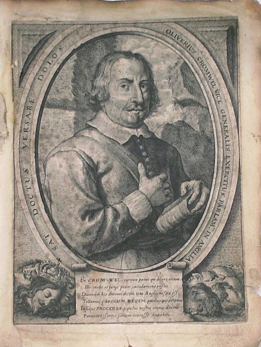 antique print (prent) - Richard Cromwell. Anglicae protector eius demo exercituum dux generalis. Reverse: Oliver Cromwell (...).