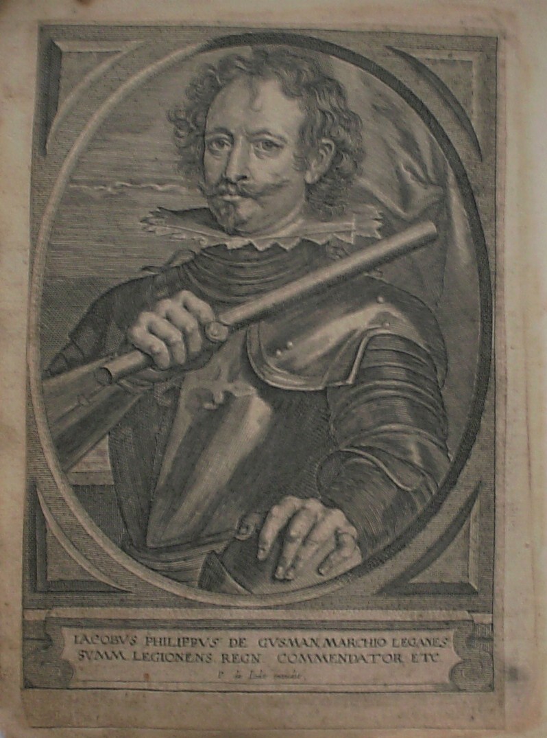 antique print (prent) - Francisco de Moncada. Reverse: Iacobus Philippus de Guzman.
