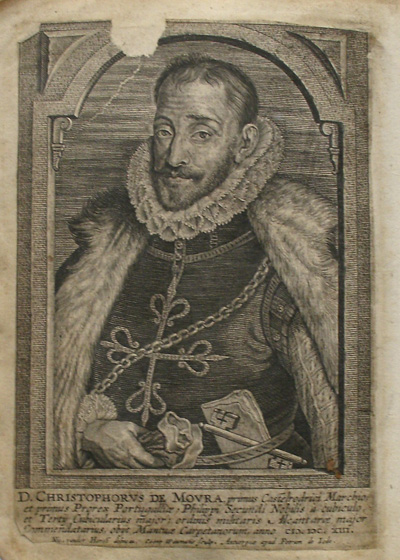 antique print (prent). - Alfonsus Peres de Vivero comte de fuensaldana (..). Verso: D. Christophorus de Moura (..).
