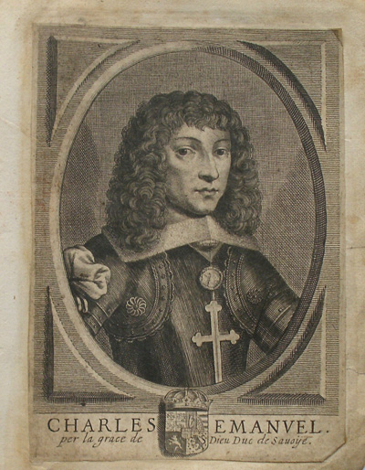 antique print (prent). - Charles Emanuel per la grace de Dieu duc de Savoye. Verso: Francois de Este duc de Modena.