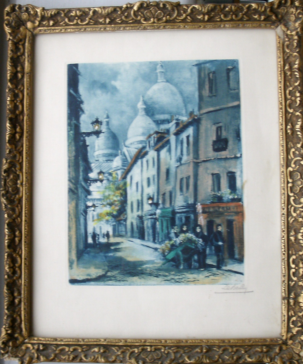 antique print (prent). - Le Bailly. Paris. Rue Chevalier de la Barre.