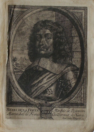 antique print (prent). - Henri de la Ferte Marquis de Seneterre marechal de France Gouverneur de Nancy. Verso: (Francois de Vendome) Francois de Vendosme duc de Beaufort et pair de France.