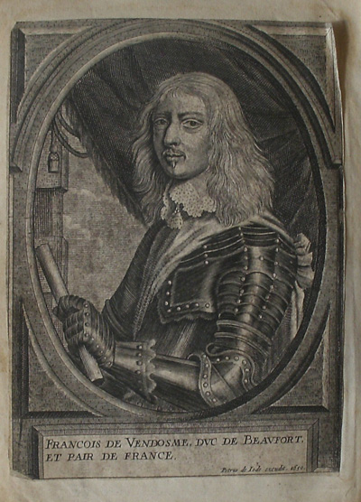 antique print (prent). - Henri de la Ferte Marquis de Seneterre marechal de France Gouverneur de Nancy. Verso: (Francois de Vendome) Francois de Vendosme duc de Beaufort et pair de France.