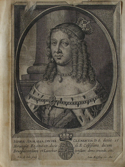 antique print (prent). - (Frederick III) Fridericus III Dei gratia Daniae et Norwegiae rex. Verso: Sophia Amalia Divina Clementia Daniae Norwegiae (..).