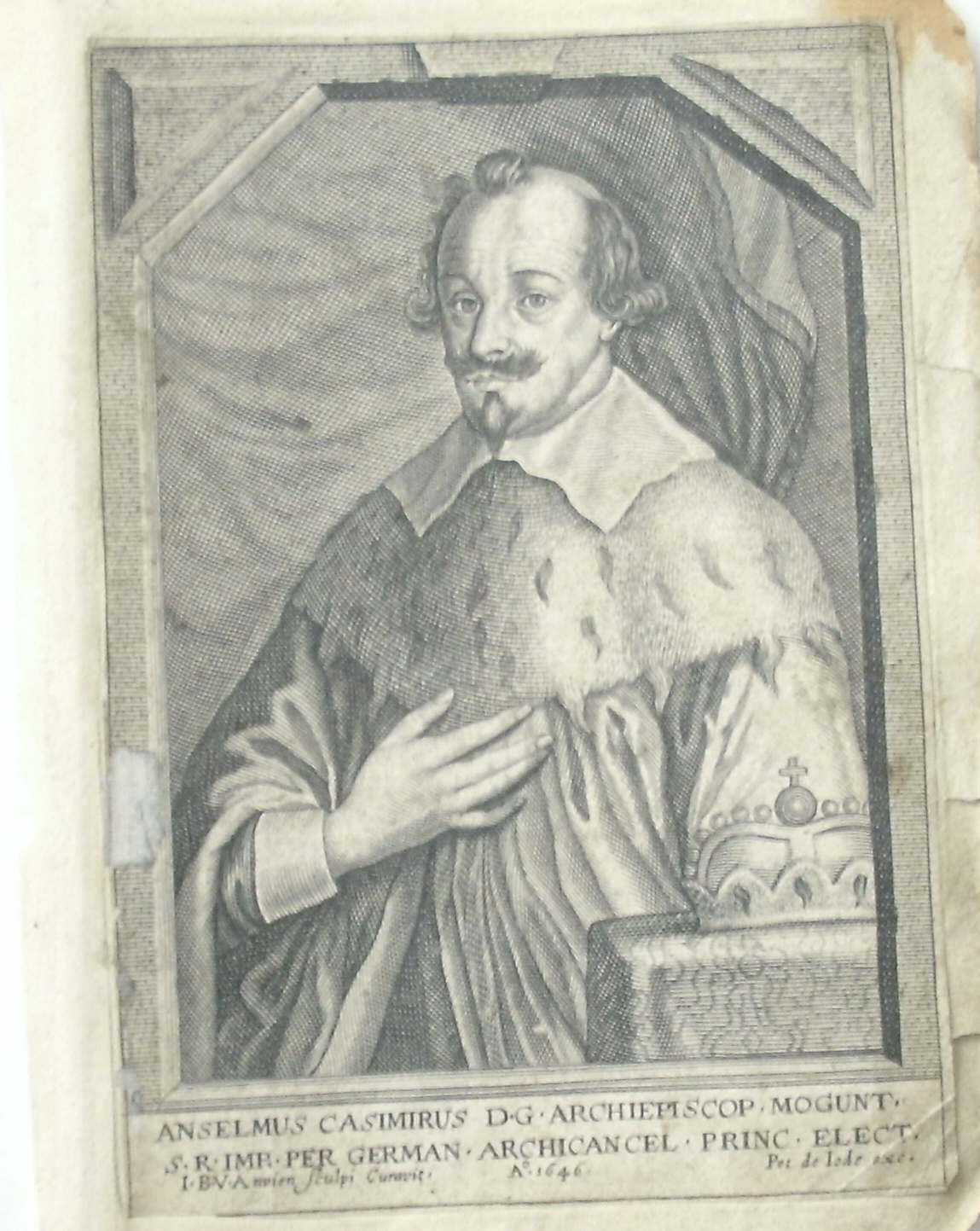 antique print (prent) - Anselmus Casimir. Verso: Carolus Ludovicus (..).