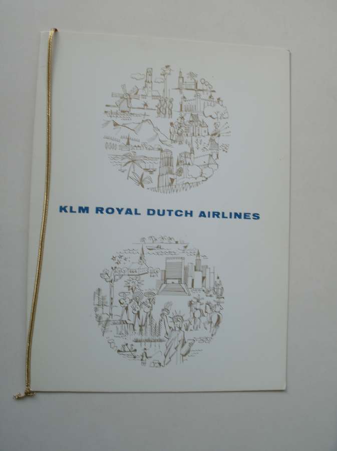menu. - KLM. Menukaart ter gelegenheid van deze speciale vlucht per klm dc 8 dutch club avio inc. van Los Angeles via Chicago naar Amsterdam.