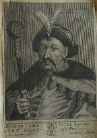 antique print (prent). - Bogdan Chmielnicky exercitus (..).