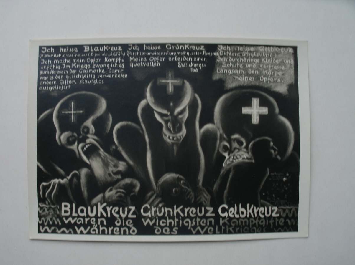 ansichtkaart. postcard. postkarte. - Blaukreuz. Grunkreuz. Gelbkreuz (..).