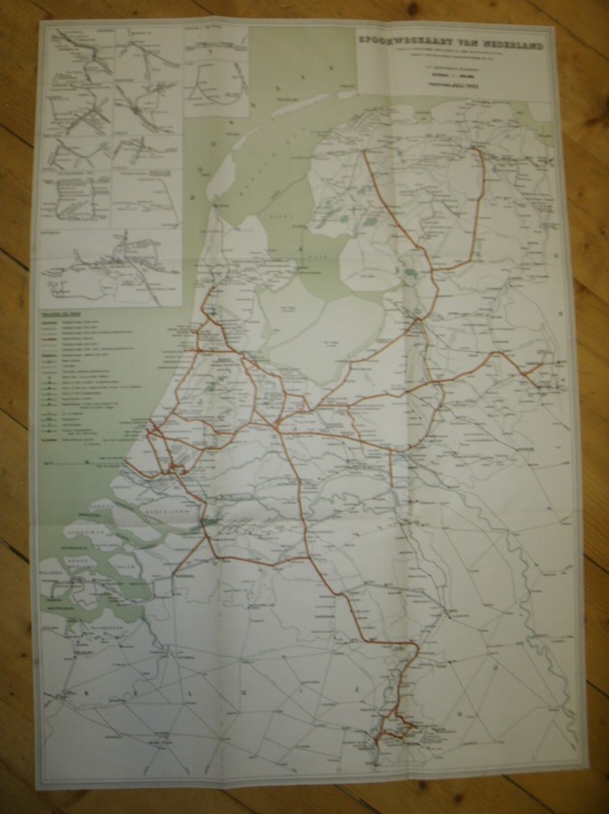 kaart. map. - Spoorwegkaart van Nederland.
