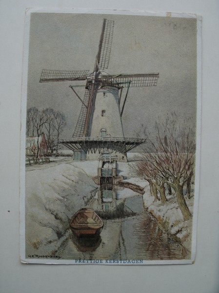 postcard. ansichtkaart. postkarte. - (Molen). Korenmolen bij Gouda. (H.E. Roodenburg)