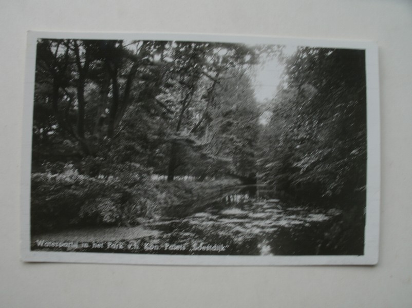 postcard. ansichtkaart. postkarte. - Waterpartij in het park v.h. Kon. Paleis Soestdijk.