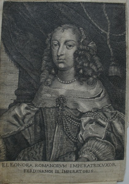 antique print (prent) - Eleonora Romanorum Imperatrixuxor Ferdinandi III Imperatoris. Verso: Ferdinandus III Dei Gratia Imperator Semper Augustus Germaniae, Hungariae, Bohemiae, (..).