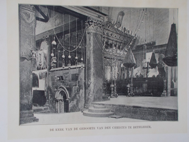 antique print (prent). - De kerk van de geboorte van den Christus te Bethlehem.