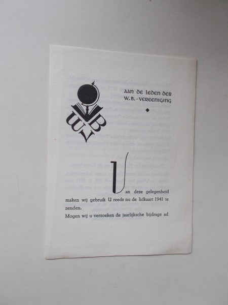 nn. - Aan de leden van de WB vereeniging. (..). de lidkaart 1941 te zenden.