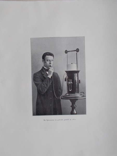 antique print (prent) - De spirometer in gebruik gesteld in 1864.