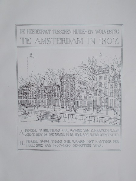 antique print (prent) - Herengracht tussen Huide- en Wolvestraat.
