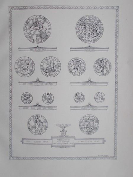 antique print (prent) - Afbeeldingen van munten van het Koninkrijk Holland.
