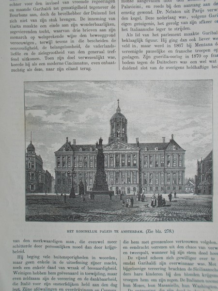antique print (prent) - Het koninklijk paleis te Amsterdam.
