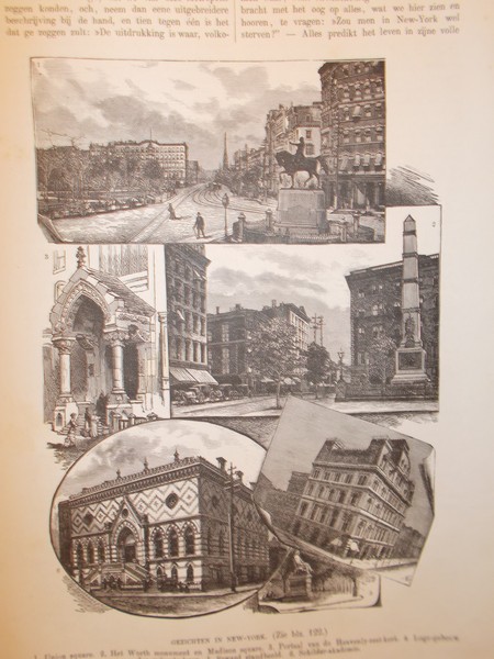antique print (prent) - Gezichten in New-York.