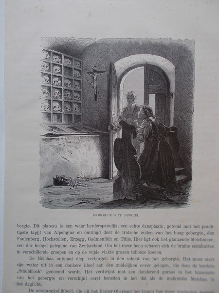 antique print (prent) - Knekelhuis te Buochs.