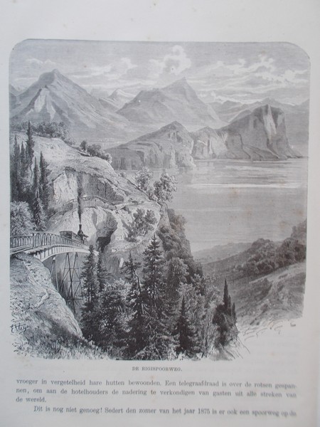 antique print (prent) - De Rigispoorweg. (Rigi Bahn).
