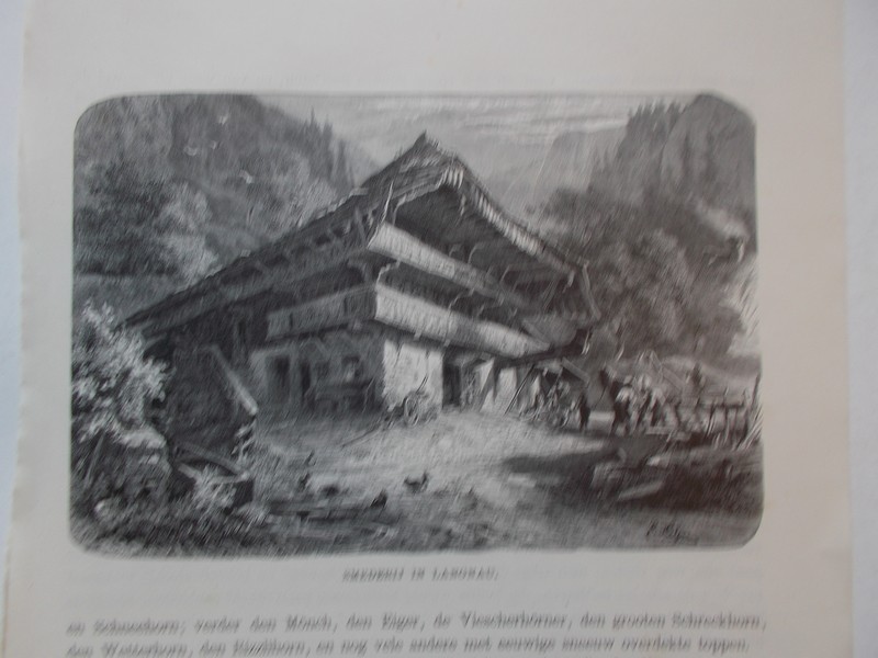 antique print (prent) - Smederij in Langnau.