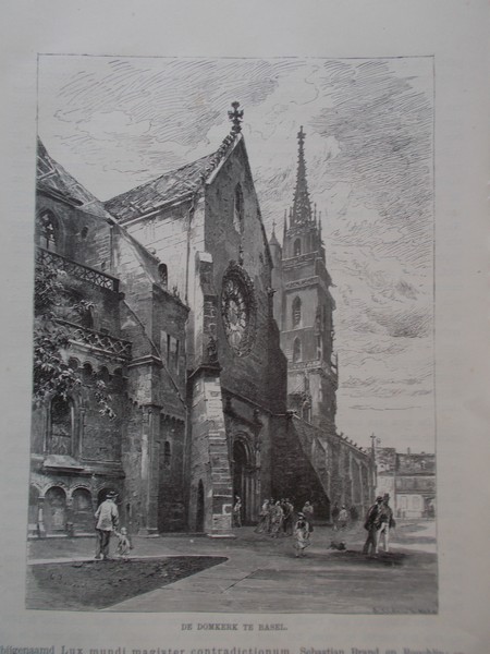 antique print (prent) - De Domkerk te Basel.