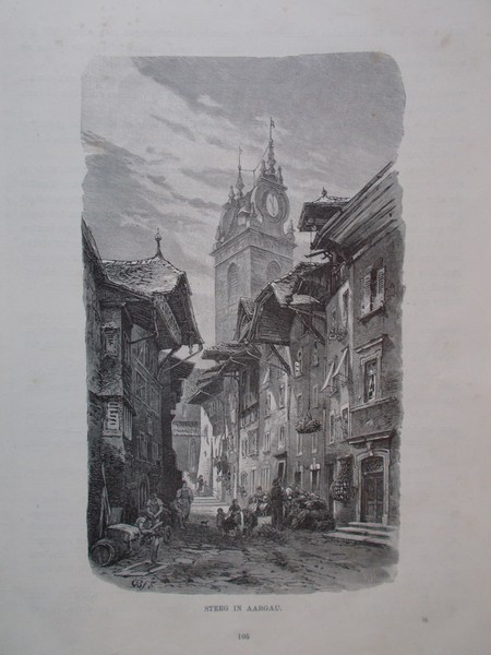 antique print (prent) - Steeg in Aargau.