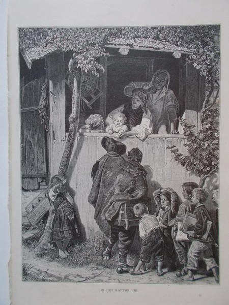 antique print (prent) - In het kanton Uri.