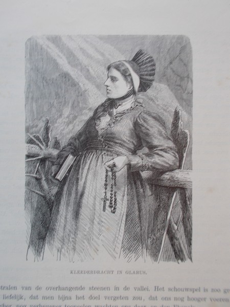 antique print (prent) - Klederdracht in Glarus.