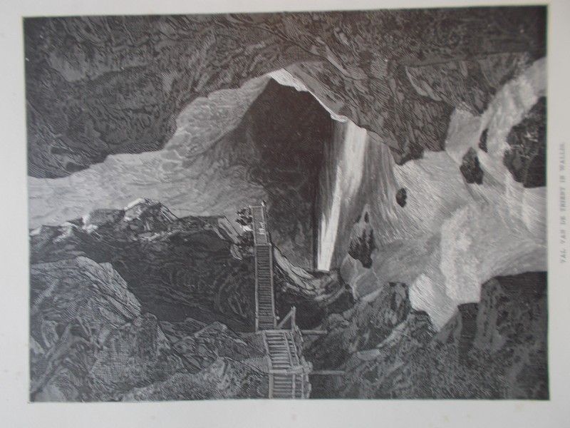 antique print (prent) - Val van de Trient in Wallis.