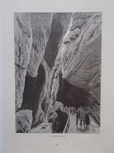 antique print (prent) - De Tamina kloof. (Taminaschlucht).