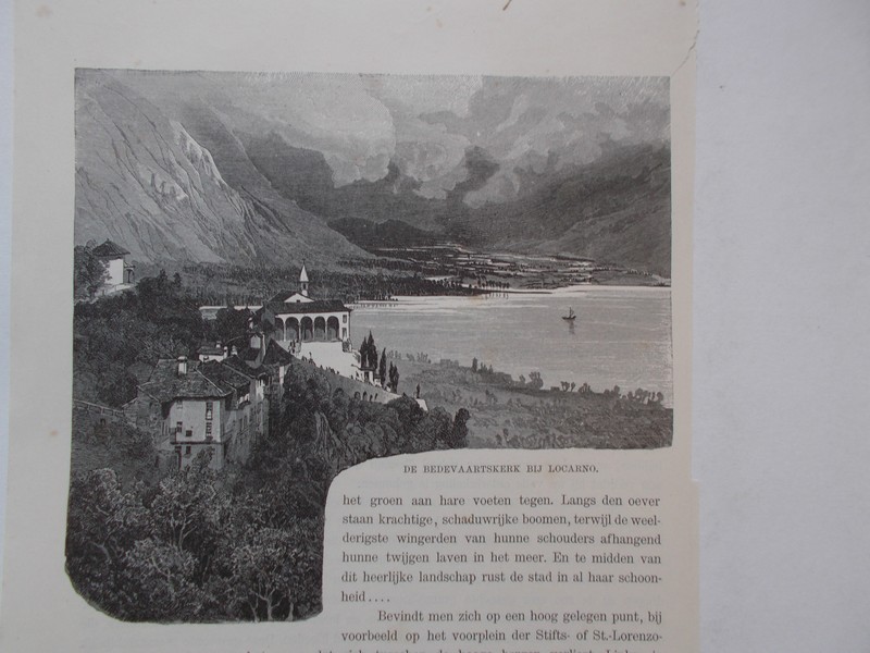 antique print (prent) - De bedevaartskerk bij Locarno.