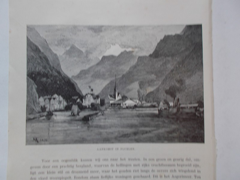 antique print (prent) - Aankomst in Fluelen.