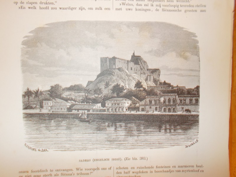 antique print (prent) - Sadras. (Engelsch Indie, India).