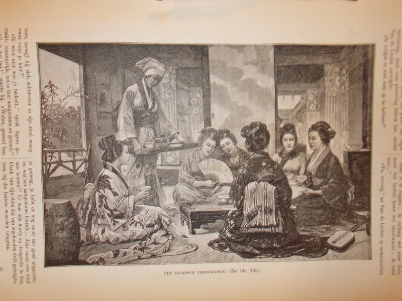 antique print (prent) - Een japans theekransje.