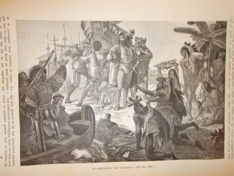 antique print (prent) - De verovering van Venezuela.