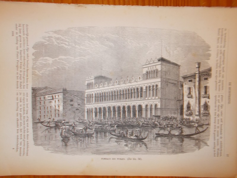 antique print (prent) - Fondaco dei Turchi.