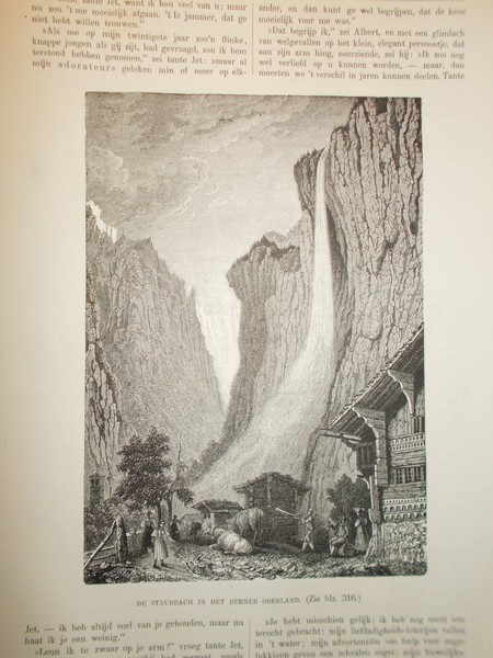 antique print (prent) - De Staubbach in het Berner Oberland.