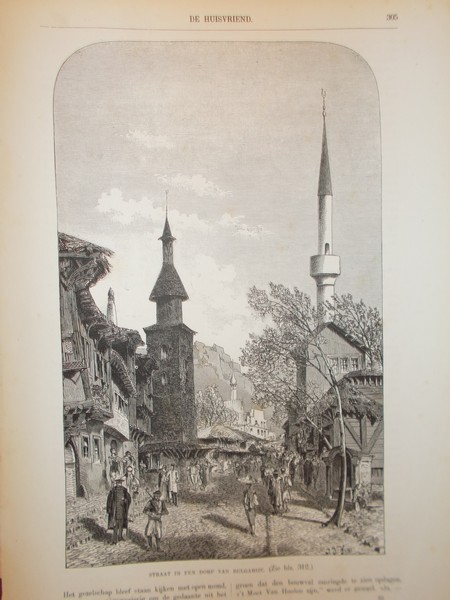 antique print (prent) - Straat in een dorp van Bulgarije.