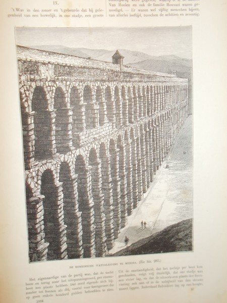 antique print (prent) - De romeinsche waterleiding te Merida.