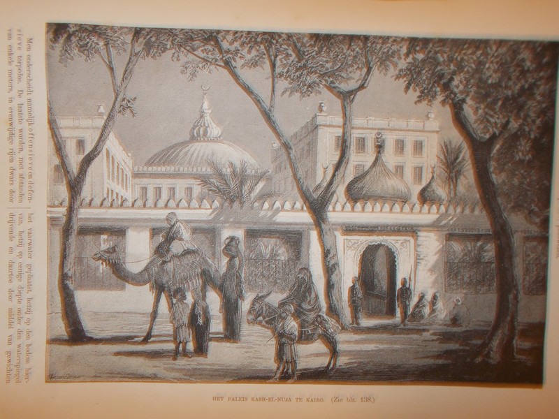 antique print (prent) - Het paleis Kazr-el-Nuza te Kairo (Cairo).