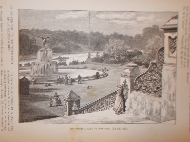antique print (prent) - Het centraal park te New-York