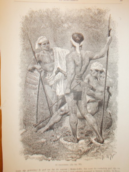 antique print (prent) - De Dajakkers.