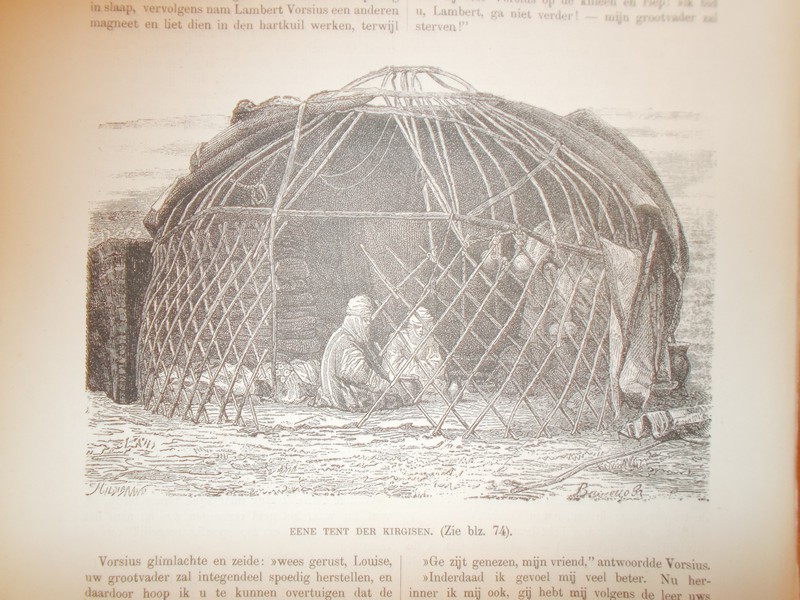antique print (prent) - Eene tent der Kirgiesen.