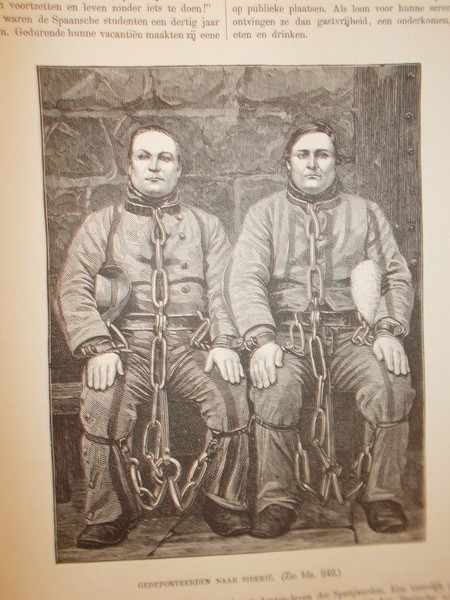 antique print (prent) - Gedeporteerden naar Siberie.