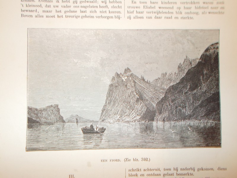 antique print (prent) - Een fjord.